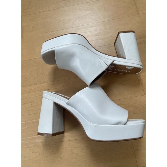 ABOUND "sarah" Block Heel Mule Ivory Slide Patent - Picture 3 of 7
